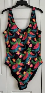 NICOLE MILLER SCOOP NECK ONE PIECE SIZE 3XSWIMSUIT BLOOMING SUNSET BLACK FLORAL - Picture 1 of 7