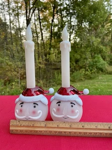 Único Navidad Santa Claus Cabeza Velas Batería Funcionamiento - Imagen 1 de 7