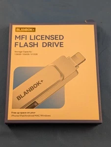 BLANBOK MFi Certified 128GB Photo Stick For iPhone USB Memory Flash Drive - Zdjęcie 1 z 2