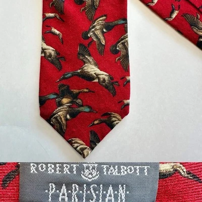 Corbata clásica vintage Robert Talbott PARISINA seda lana rojo mallardo Foto 1 de 4