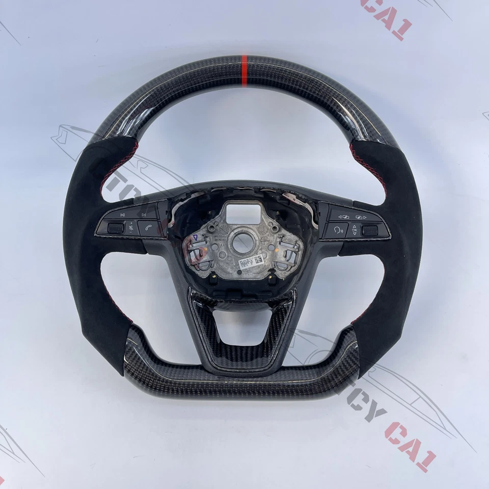 Volante de fibra de carbono personalizado para Seat Leon Cupra Mk3 FR Ibiza 2014-2020 - Imagem 1 de 4