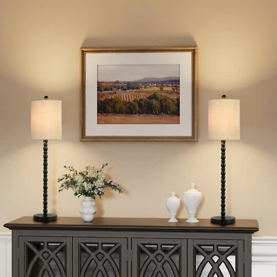 Juego de 2 lámparas de mesa/buffet 29,5" rústicas/granja/salón rural para entrada Foto 1 de 4