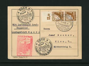Deutschland Zeppelin L2-130 #27/462 Frankfurt nach Eger Sehr guter Zustand Cover 1939 - Bild 1 von 2
