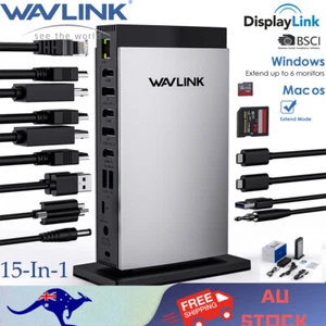 DisplayLink Docking Station Triple 4K USB C USB 3.0 Laptop Dock for Mac Windows - Picture 1 of 15
