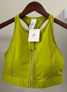 NWT Fabletics High Tide Zip-Front Swim Top Green/Martini Sz Small Sports Bra $49 - Picture 1 of 7