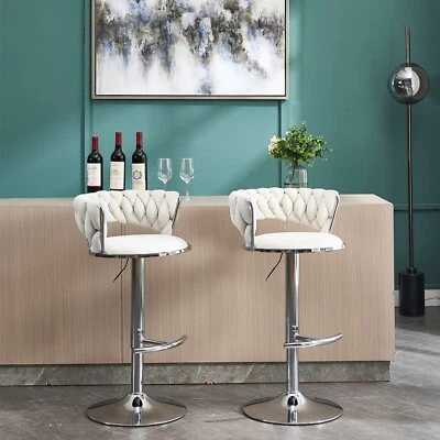 Set of 2 Swivel Velvet Bar Stools Adjustable Counter Height Bar Chair - Image 1 of 4