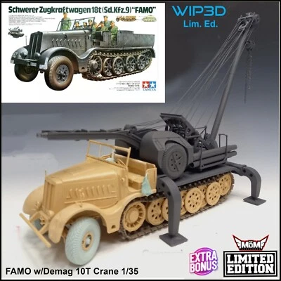 SD. KFZ. 9/2 FAMO Sd.Kfz. 18 TON con GRU DEMAG 10 TON  + Extra Bonus 1/35 - Immagine 1 di 4