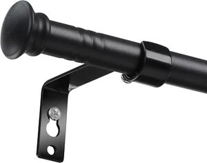 Matte Black Curtain Rods for Windows 66 to 144, 5/8 Inch Small Curtain Rod Set - Picture 1 of 12