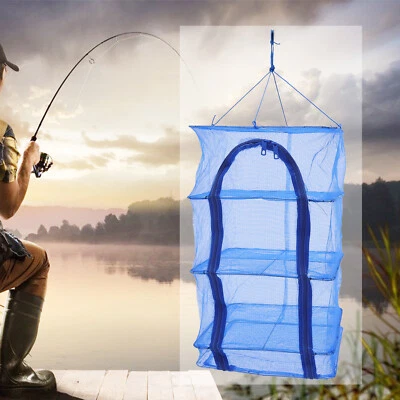 Red de secado colgante de alimentos para secado de 4 capas estante jaulas colgantes peces estantes de malla plegables Foto 1 de 4