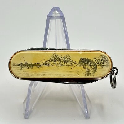 Vintage BARLOW Fishing Large Mouth Bass Design Pocket Knife Keychain Knife - Image 1 of 4