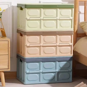 2 Pack Collapsible Storage Bin Containers with Lid & Waterproof Interior Bag 56L - Picture 1 of 10