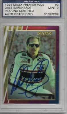 1994 MAXX PREMIER DALE EARNHARDT AUTOGRAPH CARD#3 PSA/DNA CERTIFIED MINT 9 AUTO - Image 1 of 2