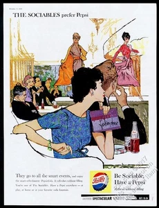 Pepsi Cola 1959 desfile de moda pasarela arte en color anuncio impreso vintage - Imagen 1 de 1