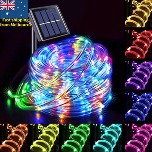 Outdoor Solar LED Powered Fairy String Rope Strip Lights Waterproof Garden Patio - Picture 1 of 33