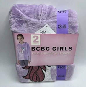 Girls Size XS(5/6) BCBG 2-Piece Plush Hoodie & Legging Set Outfit Purple Unicorn - Picture 1 of 6