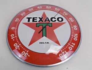 New Texaco Gas Oil Vintage Style 12" Round Thermometer Advertising W/Glass Face - Picture 1 of 2