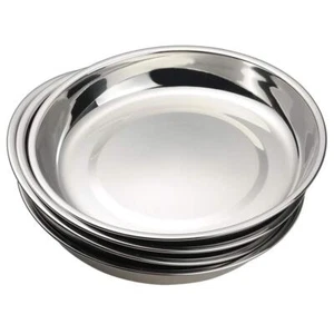 Stainless Steel Dinner Round Plates 4 Pack Food Grade Stainless Steel Plates - Picture 1 of 7