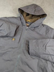 NUEVO SIN ETIQUETAS Chaqueta Ariat Rebar Para Hombres 3XL Gris Bombardero DuraCanvas Con Capucha Sherpa Forrada Trabajo - Imagen 1 de 8