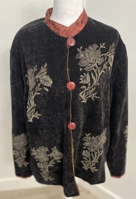 De colección. Chaqueta Flashback Mujer Bordada Floral Botón Boho Bolsillos Laterales Talla L Foto 1 de 4