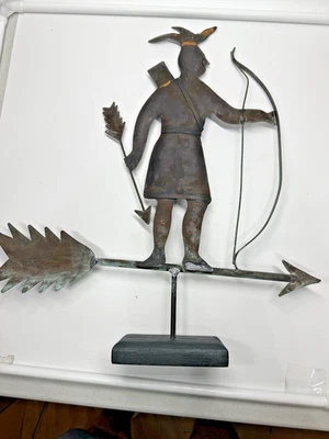 Vintage North American Indian Metal Weathervane; Beautiful Patina 17X17 - Image 1 of 4