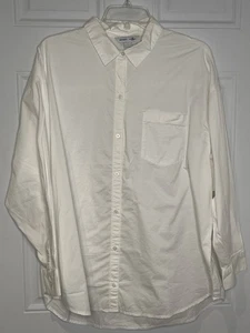 Old Navy The Boyfriend Shirt Women's Large White Button Up Relaxed Cotton New - Picture 1 of 8