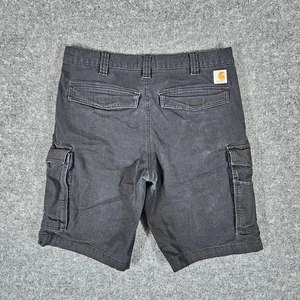 Carhartt Mens Relaxed Fit Cargo Shorts Tagged Size 33 Black Workwear Utility - Picture 1 of 6