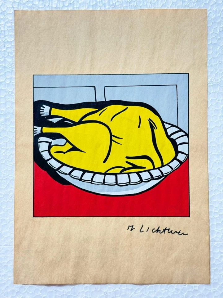 Roy Lichtenstein (Handmade) Drawing on antique paper Signed and Sealed. - Image 1 of 2