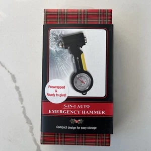 5-in-1 Auto Emergency Hammer Window Breaker Ice Scraper Cutter & Pressure Gauge - Picture 1 of 4
