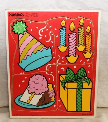 Rompecabezas de madera feliz cumpleaños 4 piezas Playskool Foto 1 de 2