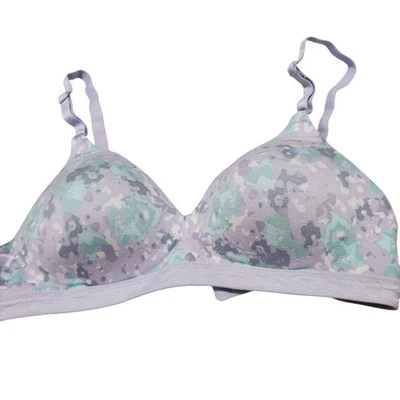 Warners Bra Size 34B Purple Floral Wireless Adjustable Straps.  New - Image 1 of 4