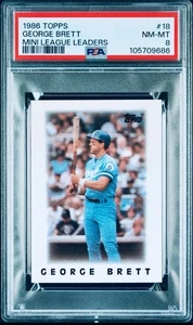 1986 Topps League Leader Minis George Brett #18 PSA 8 Kansas City Royals Hof De colección - Imagen 1 de 2