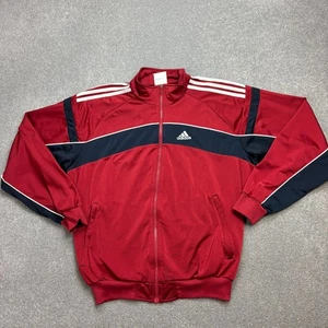 Adidas Track Jacket Adult Medium Red Logo Y2K Retro 90s Full Zip Jumper Men - Picture 1 of 9