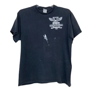 2008 Laconia Bike Week Motorcycle Black Graphic T Shirt Sz L - Picture 1 of 8