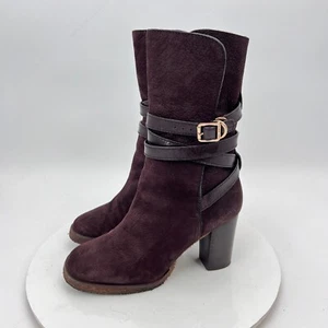 Tory Burch Jamie Women Size 5M Brown Suede Nubuck Crisscross Buckle Pump Boot - Picture 1 of 13