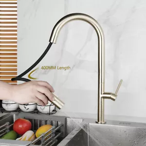 Rubinetto miscelatore beccuccio girevole estraibile lavello cucina alto ottone spazzolato oro 1 foro - Foto 1 di 7