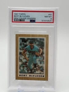 BERT BLYLEVEN MINNESOTA TWINS 1987 TOPPS MINI LEAGUE LEADER #61 PSA 8 - Bild 1 von 2