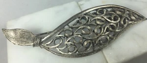 Vintage Antiqued Pewter LEAF Brooch Pin Signed JJ Jonette Jewelry Rare MOC - Picture 1 of 2