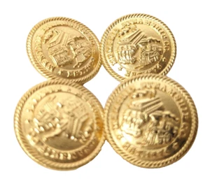 4Pk Vintage Train Memphis Steamship Co 3/4" Metal Round Gold Shank Button - Picture 1 of 8