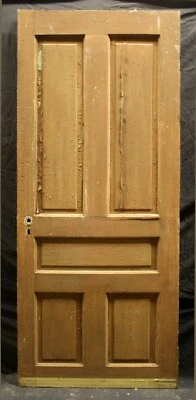 30"x77" Antique Vintage Old Victorian Interior SOLID Wood Wooden Door 5 Panels - Image 1 of 4