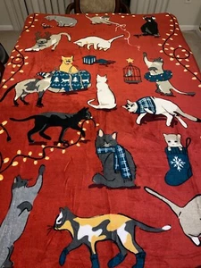 NWT Vera Bradley Throw Blanket in Holiday Cats - Picture 1 of 6