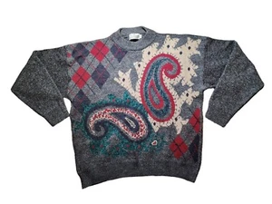 Vintage XLSears Roebuck Aztec Abstract Paisley Sweatshirt Made In Italy Sweater - Picture 1 of 8