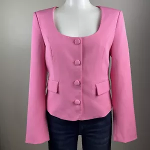 Endless Rose Scoop Neck U Button Pink Collarless Blazer Top Jacket Size Medium - Picture 1 of 10