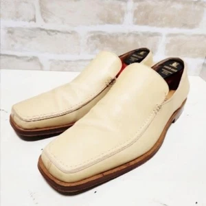 Versace Beige Leather Loafers Slip-Ons Men US8.5 - Picture 1 of 13