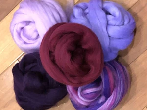 Purple MIX Spinning Felting Wool Roving Fiber -Mixed Top Roving Bag 8 oz Spin - Picture 1 of 3