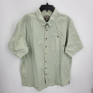 Ducks Unlimited Shirt Mens Large Green Plaid Nylon Outdoor Short Sleeve - Picture 1 of 8