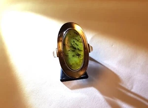 Jade Ring Oben 3cm Lang aus 800 Silber Ringgr. 66 (Ø 21mm) 1960er Jahre - Bild 1 von 4
