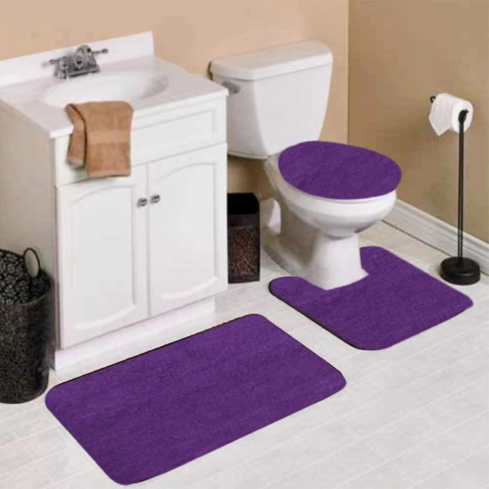 КОМПЛЕКТ ДЛЯ ВАННОЙ КОВРИК КОНТУР КОВРИК КРЫШКА УНИТАЗА ТВЕРДОЕ ВЫШИВКА КОВРИКИ #6 3pc  - Изображение 1 из 1