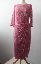 Damart Ladies Pink Lace Faux Wrap Dress Size 12