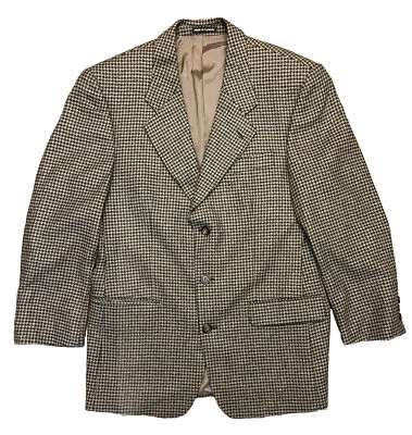 Chaqueta Blazer Vintage Yves Saint Laurent Para Hombre Pata de Gallo Marrón/Negro Talla 44R Foto 1 de 4