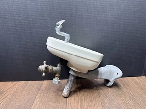 Vintage Crane Porcelain Water Drinking Fountain Bubbler Wall Mount white - Picture 1 of 21